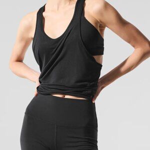 Alo Yoga Black All Day Tank, Black, Size XS (Oversized)